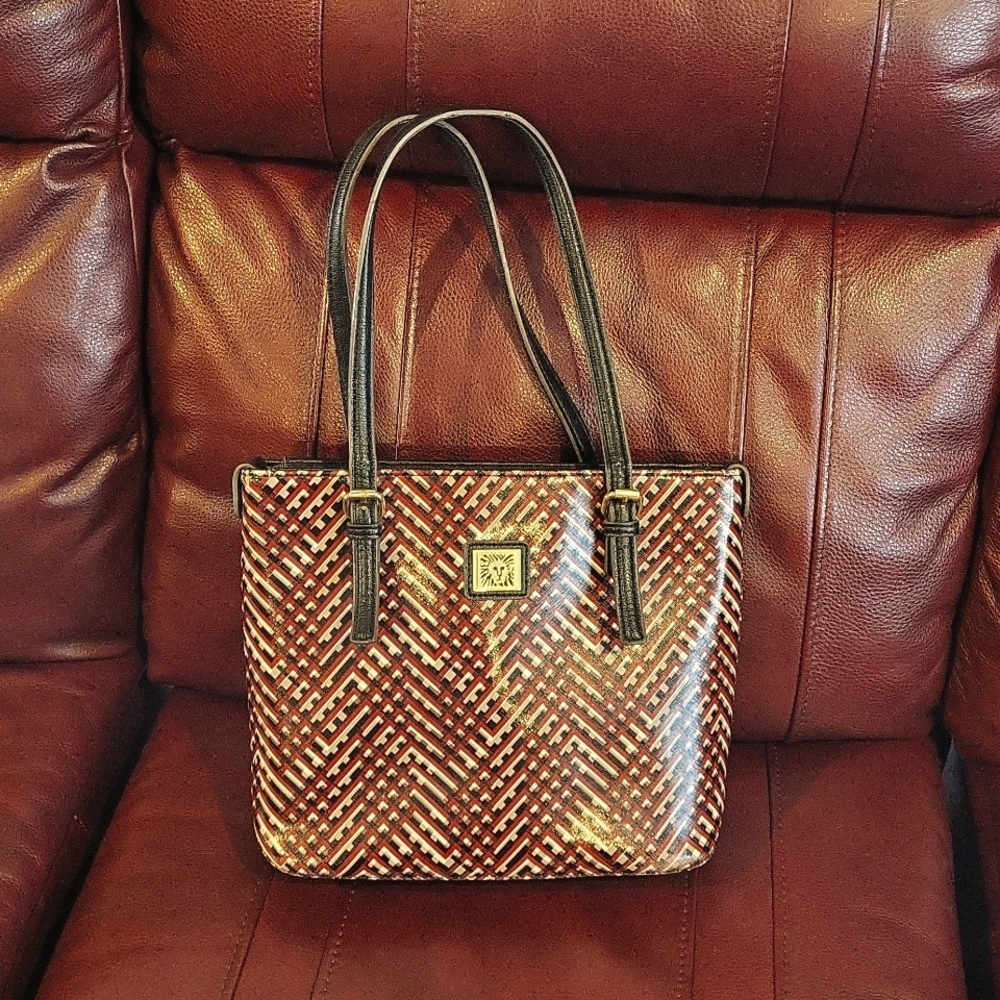 Anne Klein Shoulder bag purse. Red, black, gray & white.